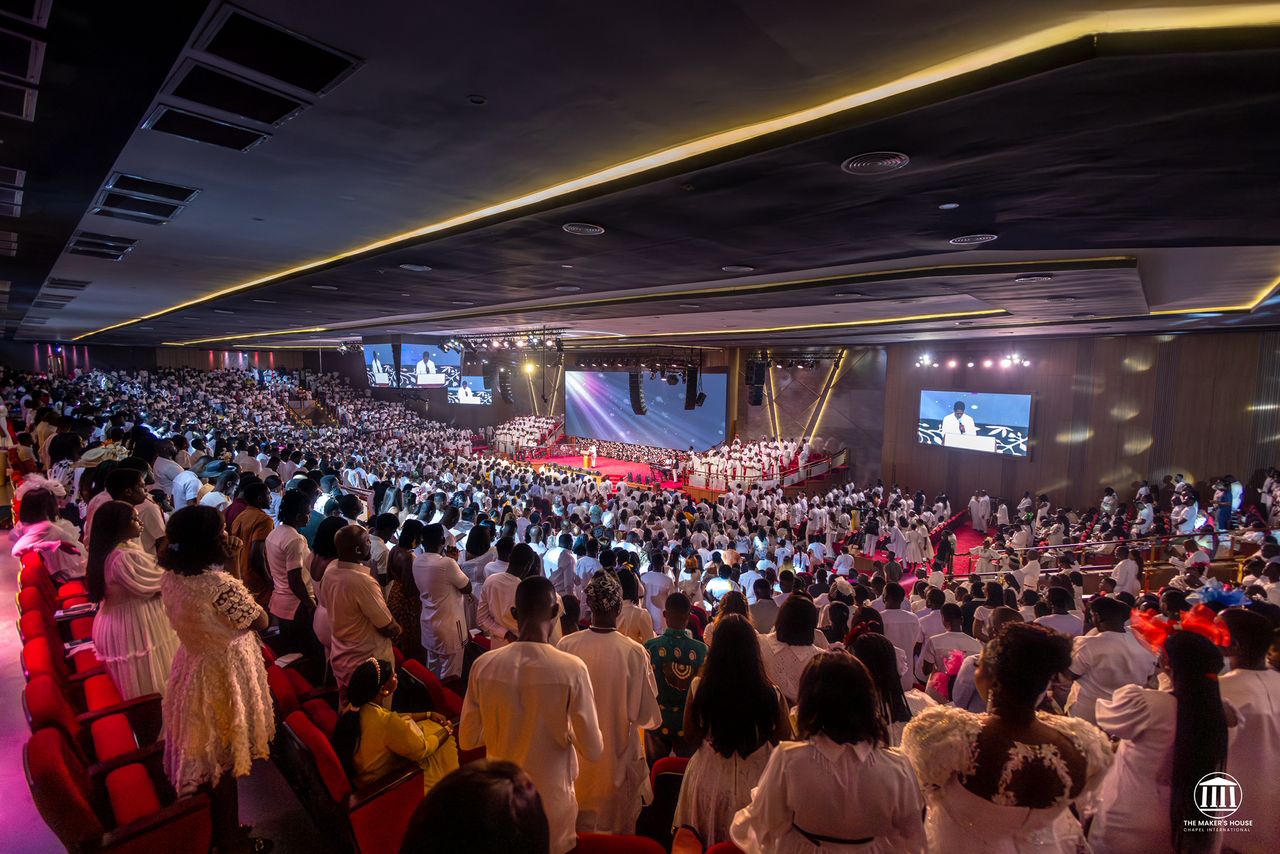 Full auditorium worship service